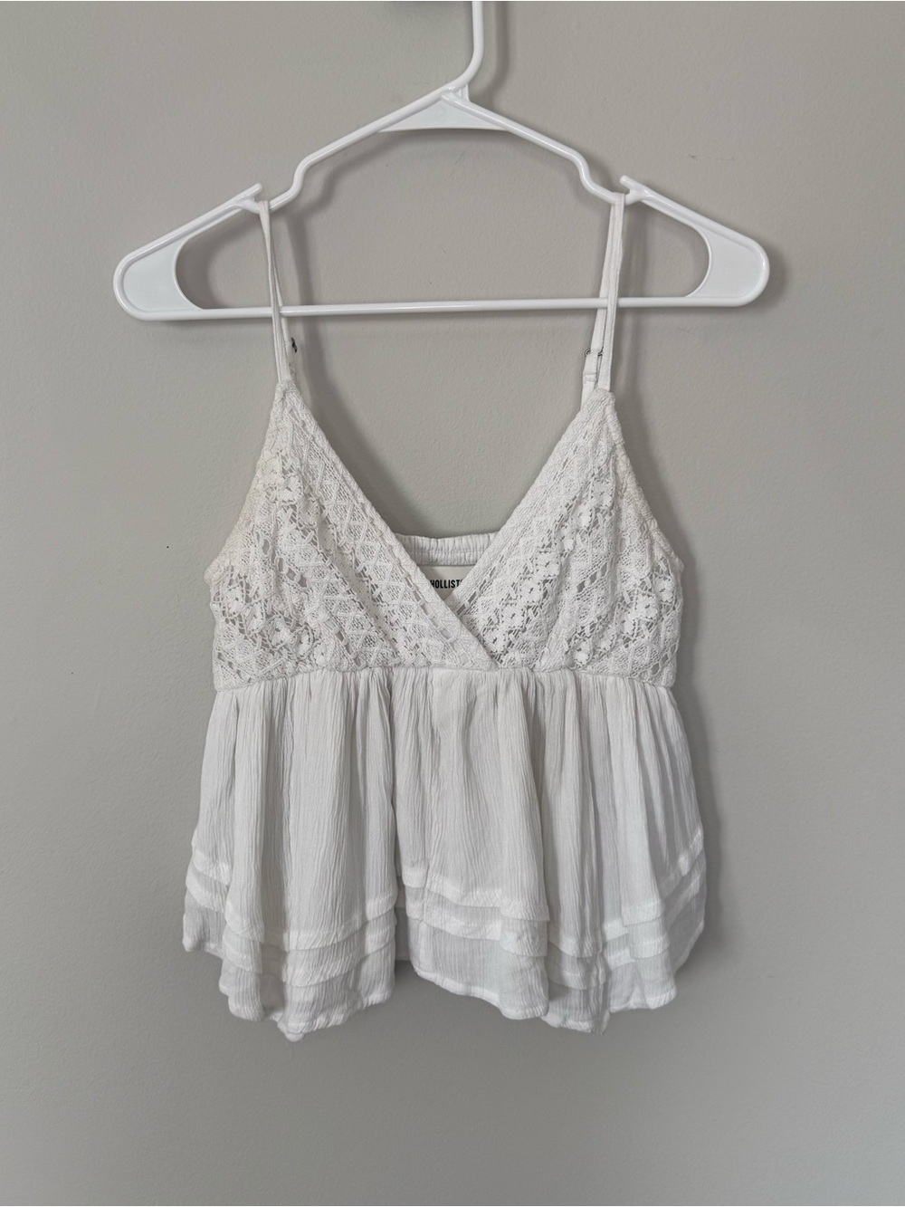 Hollister White Lace Babydoll Cami Tank Top